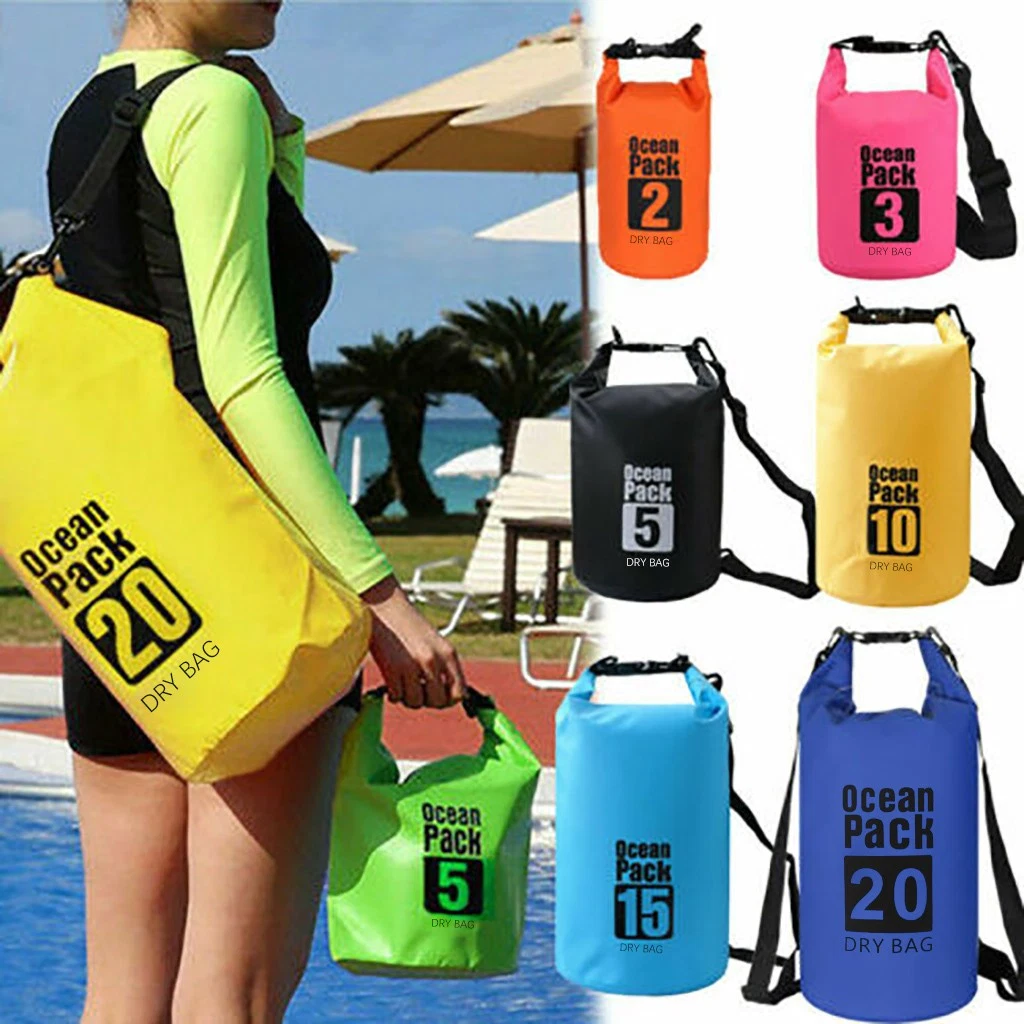 Whole Sales 2L 3L 5L 10L 15L 20L 25L 30L PVC Ocean Park Beach Camping Hiking Dry Bag Under The Water Waterproof Bag