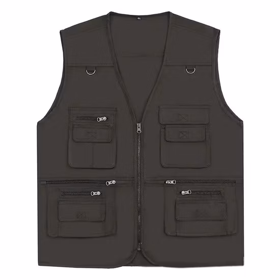 Chaleco hecho a medida de la venta superior del nuevo diseño del color caqui para la pesca que camina y Photogrpahy