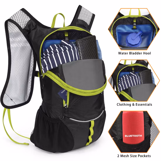Deportes al aire libre peso ultraligero impermeable ciclismo senderismo correr hidratación mochila bicicleta bolsa con bolsillo para casco